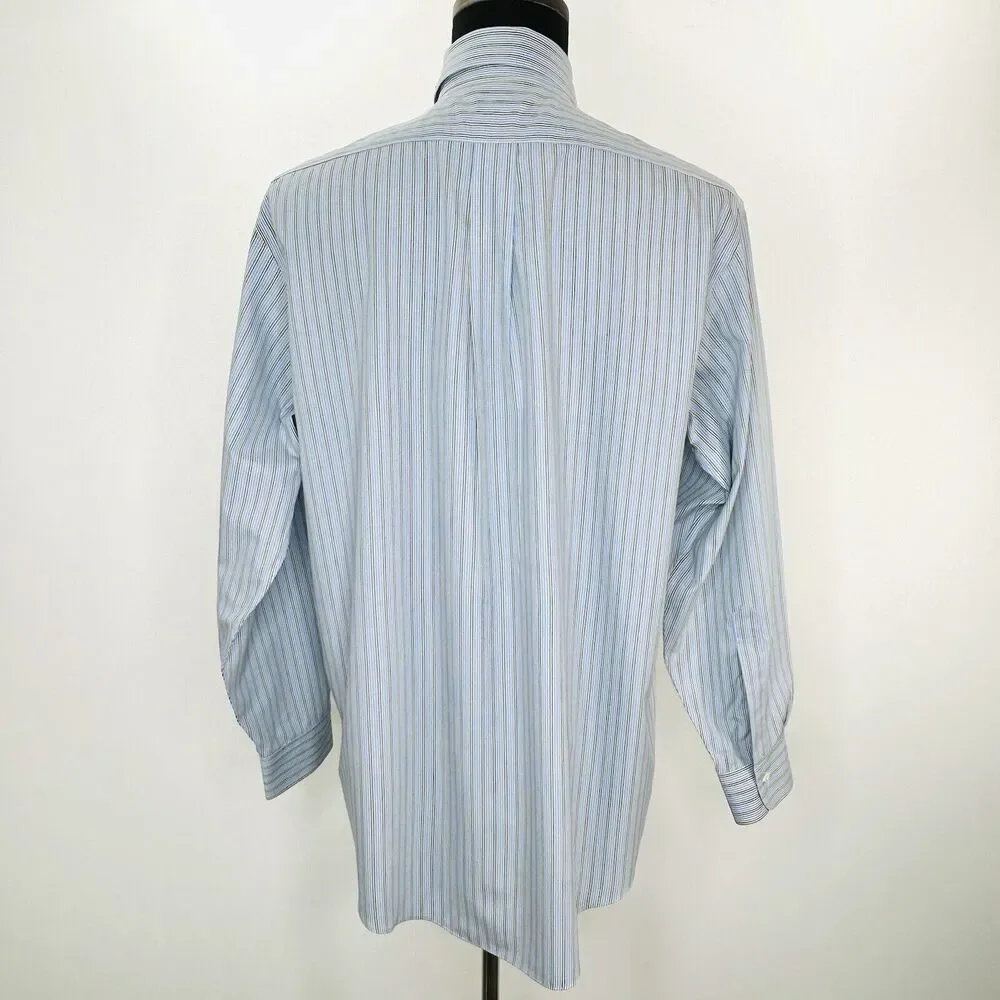 Vintage Brooks Brothers Shirt Men 16 -34 Blue Green Supima Cotton Preppy Classic